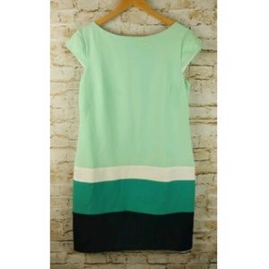 Studio One Womens SZ 8 Green Striped Dress